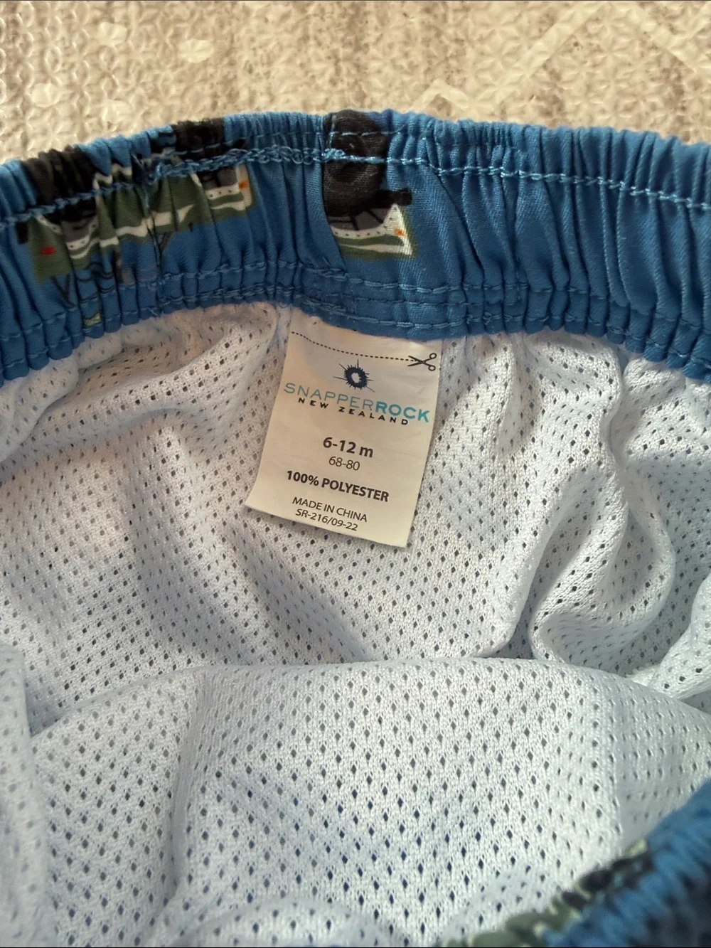 Snapper Rock Blue Swim Shorts with Green Jeep Motif